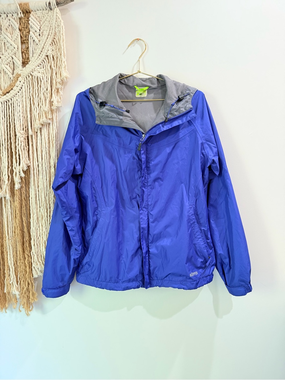 Koppen Royal Blue Hooded Windbreaker/Rain Jacket with Gray Trim